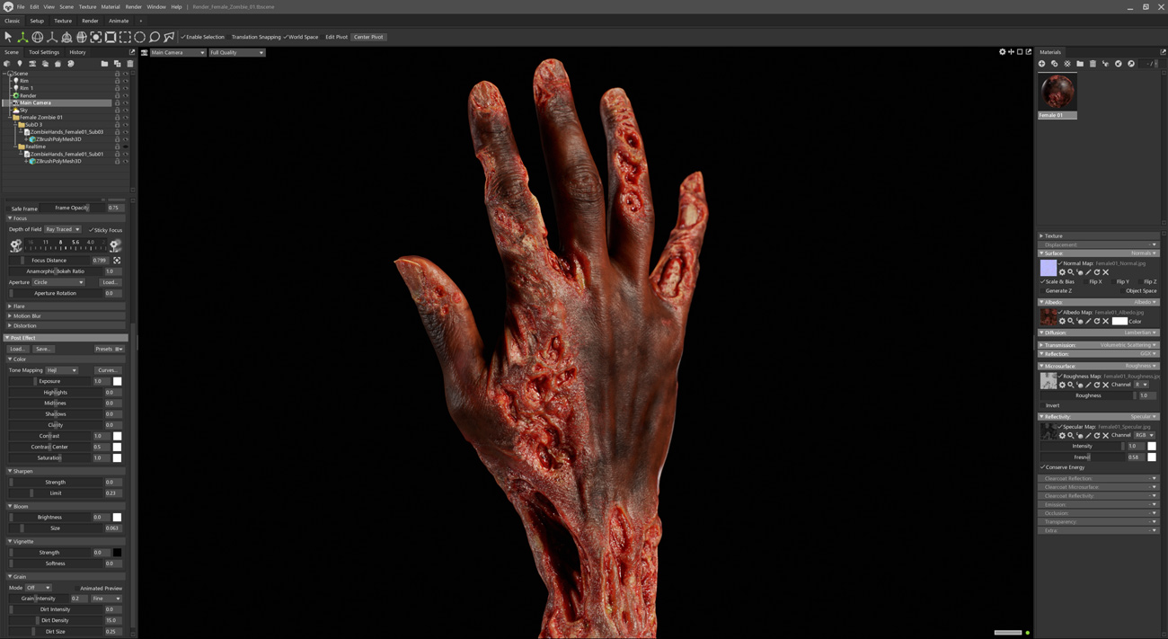 Download Marmoset toolbag zombie hand model